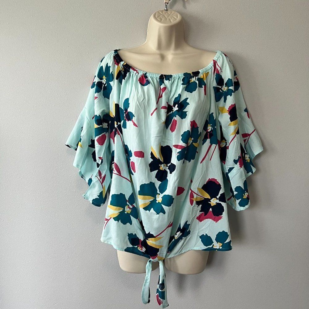 Lane Bryant off the Shoulder Flounce Sleeve Tie Hem Top Size 18/20 NWT!